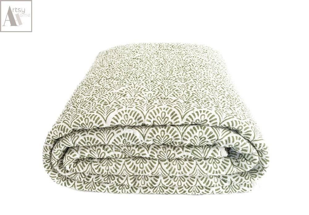 Artsy Home – wholesale Quilt – Kids & Baby – Indian Kantha Baby Quilt - Hand Block Printed Cotton Blanket1