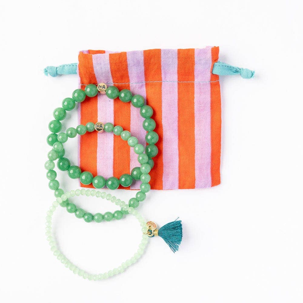 INK + ALLOY - Wholesale Beaded Bracelet - Addison Set Of 3 Stretch Bracelets Glass And Crystal With Bag Jade Green2