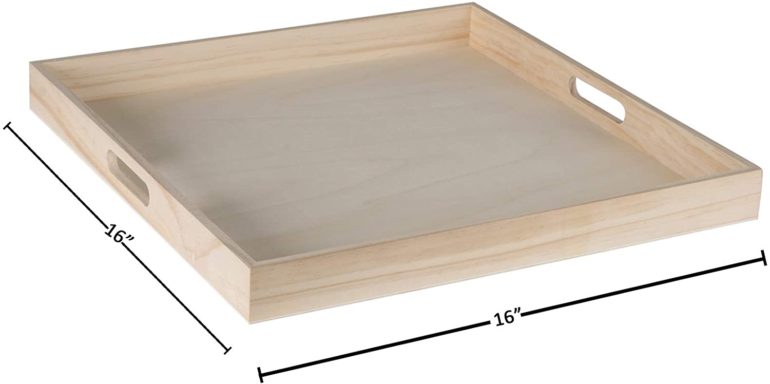 Hammont - Wholesale Serving Tray - Wooden Square Nested Serving Trays Largest Tray Is 16" 5 Pie1