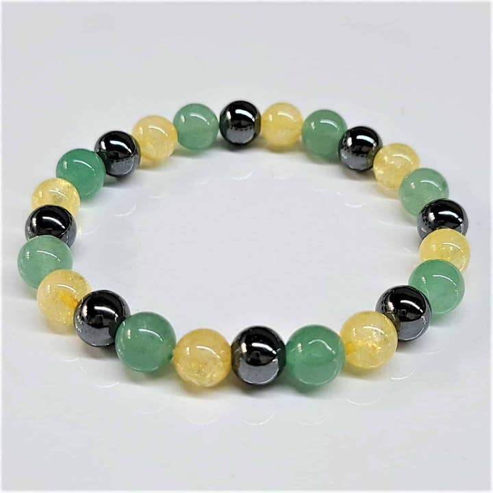 Aventurine Citrine Hematite 8mm Beaded Bracelet for wholesale by The Healing Sanctuary