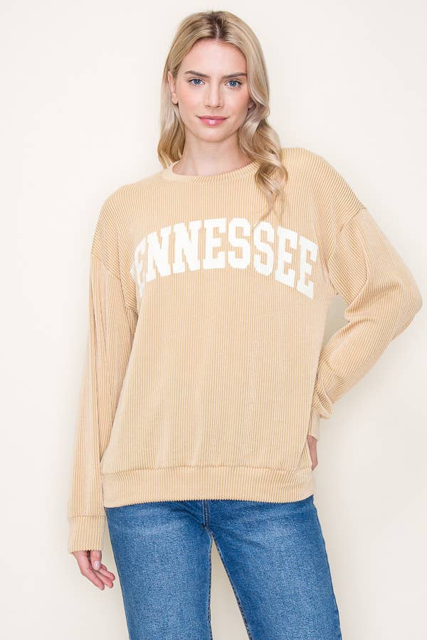 Tres Bien, Inc – wholesale Graphic sweatshirt – Women’s – "TENNESSEE" RIBBED GRAPHIC L/S SWEATSHIRT6