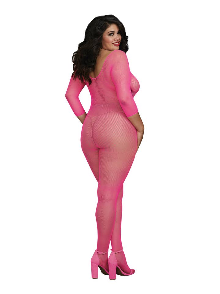 Dreamgirl International - Wholesale Lingerie Bodysuit - Women's - Plus Size Fishnet Open Crotch Bodystocking