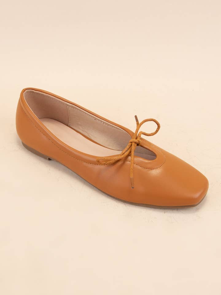 CCOCCI - Wholesale Flats - Women's - CHARLOTTE-4 SQUARE-TOE FRONT BOW BALLET FLATS