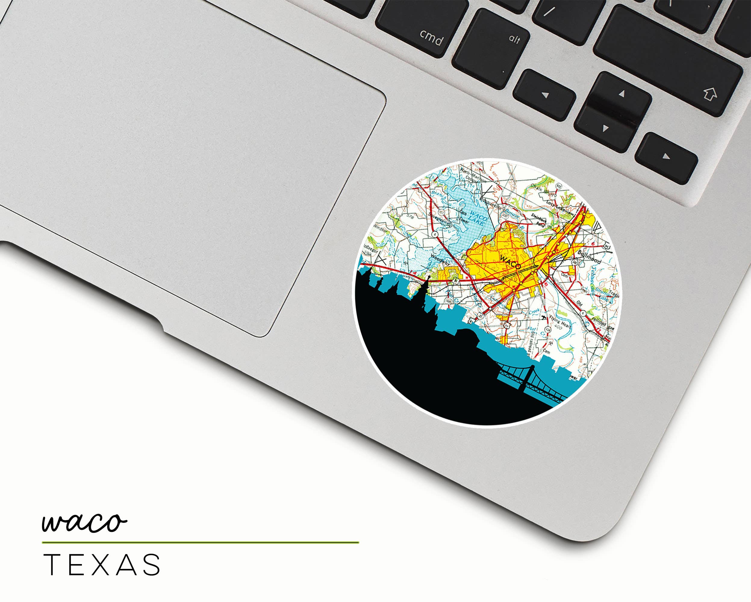 Paperfinch Design – Engroshandel Klistermærke – Waco Texas byklistermærke | bykort og skyline0