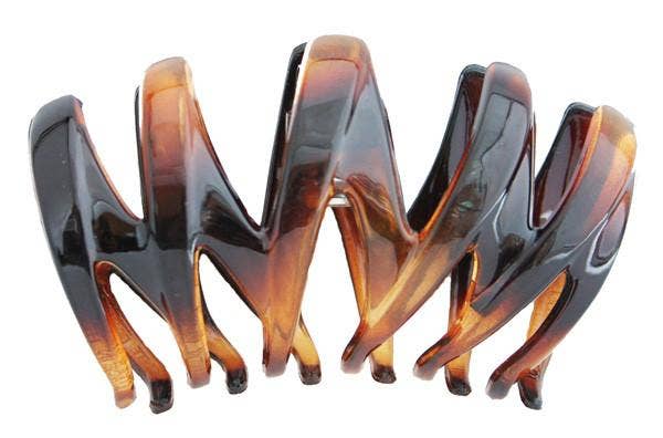 CARAVAN  J NAHON IMPORT - Wholesale Hair Clip - Women's - Automatic Pinch n Grip Small Zig Zag Hair Claw in Tortoise Shell 87090