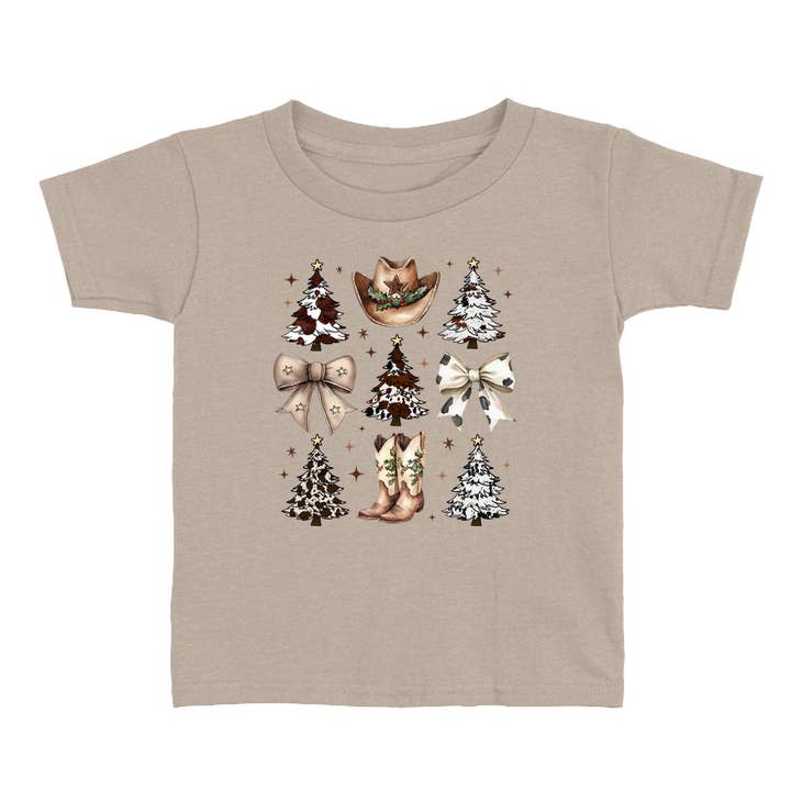 Festlig vestlig jule-t-shirt til småbørn med sløjfer og støvler for engroshandel hos Rufflеѕ & Bоwtіеѕ - Affordable Boys & Girls Clothing