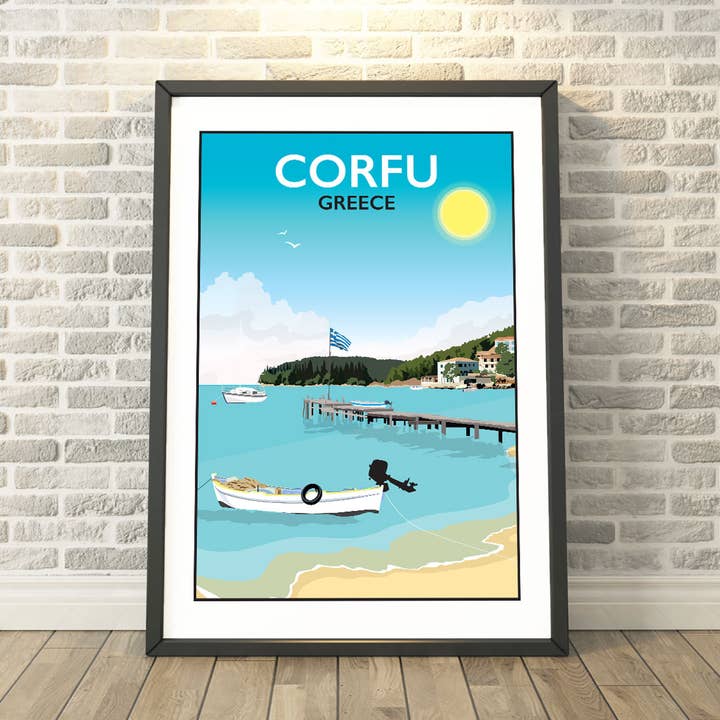 Corfu, Grækenland Print, Viskestykke, Kort & Gaver for engroshandel hos Tabitha Mary