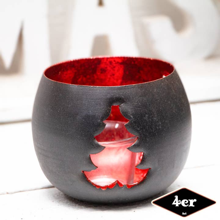 Värmeljus innehavaren set Tree. Uppsättning av 4 | järn. svart Rot för wholesale av Antikas