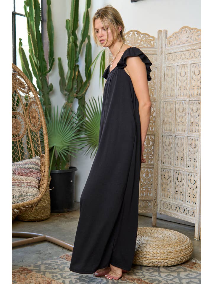 JADE BY JANE - Wholesale Jumpsuit - Women's - Ruffle Knit Maxi Jumpsuit KRJ8050-19