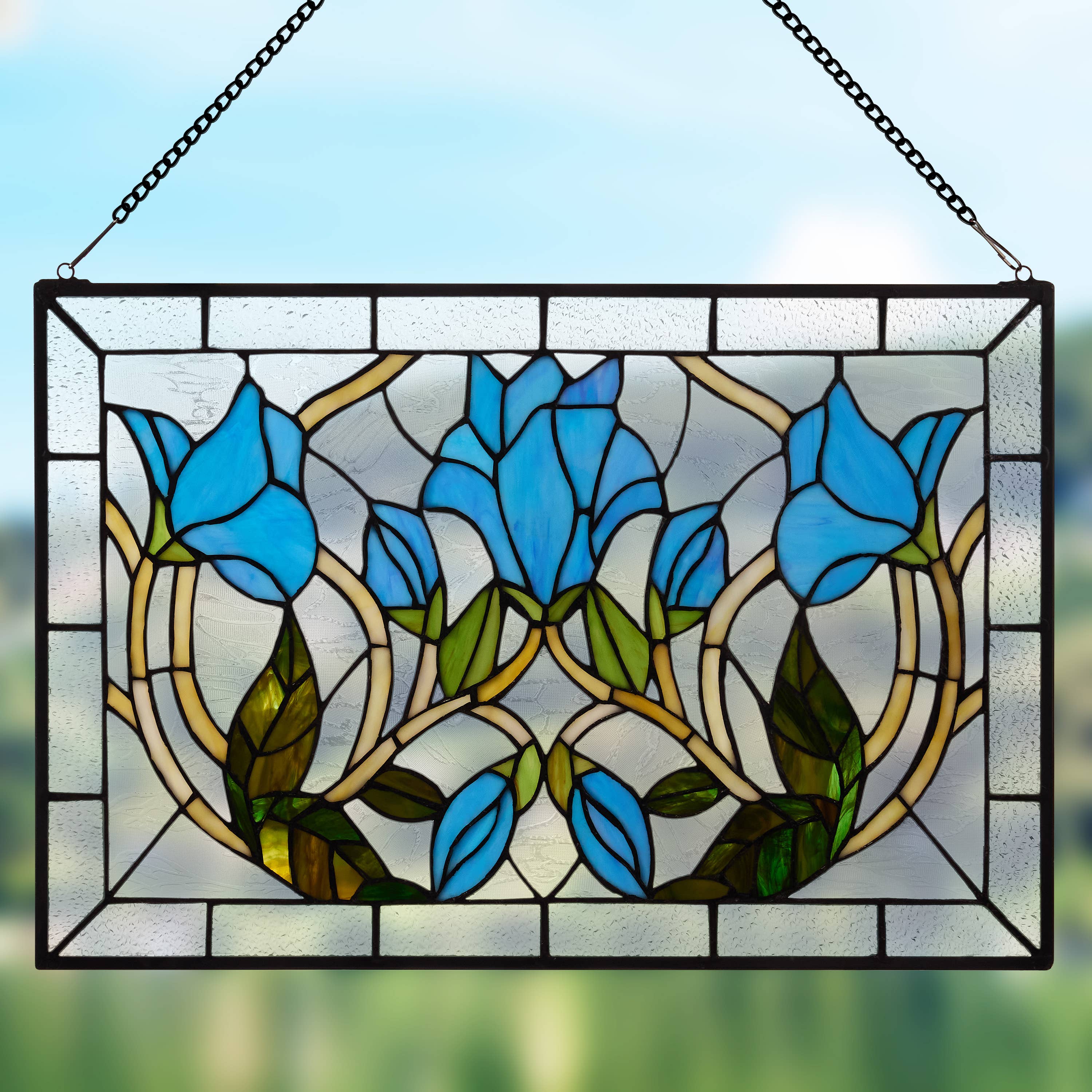 River of Goods - Wholesale Suncatcher - 24"W Floral Vine Tiffany-Style Stained Glass Window Panel6