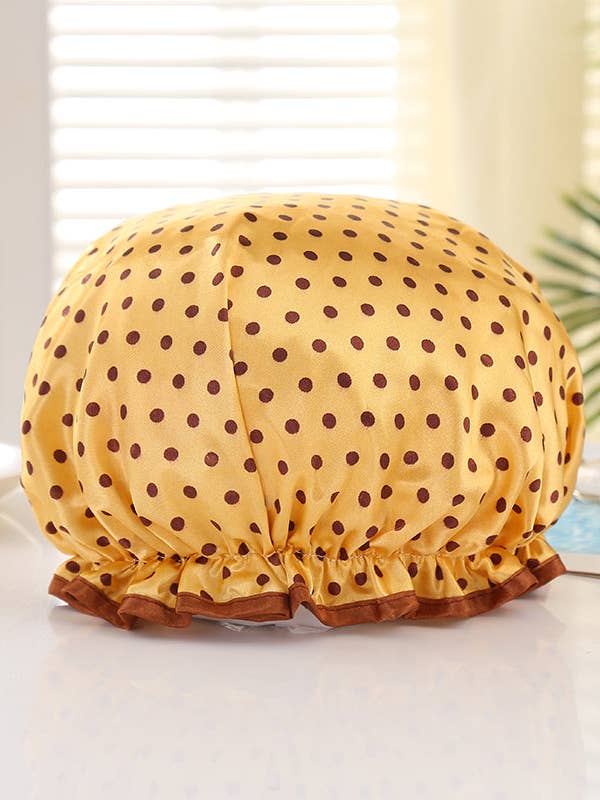 STOR duschmössa för fullt hår / lockar - Gul med prickar för wholesale av AfricanFabs