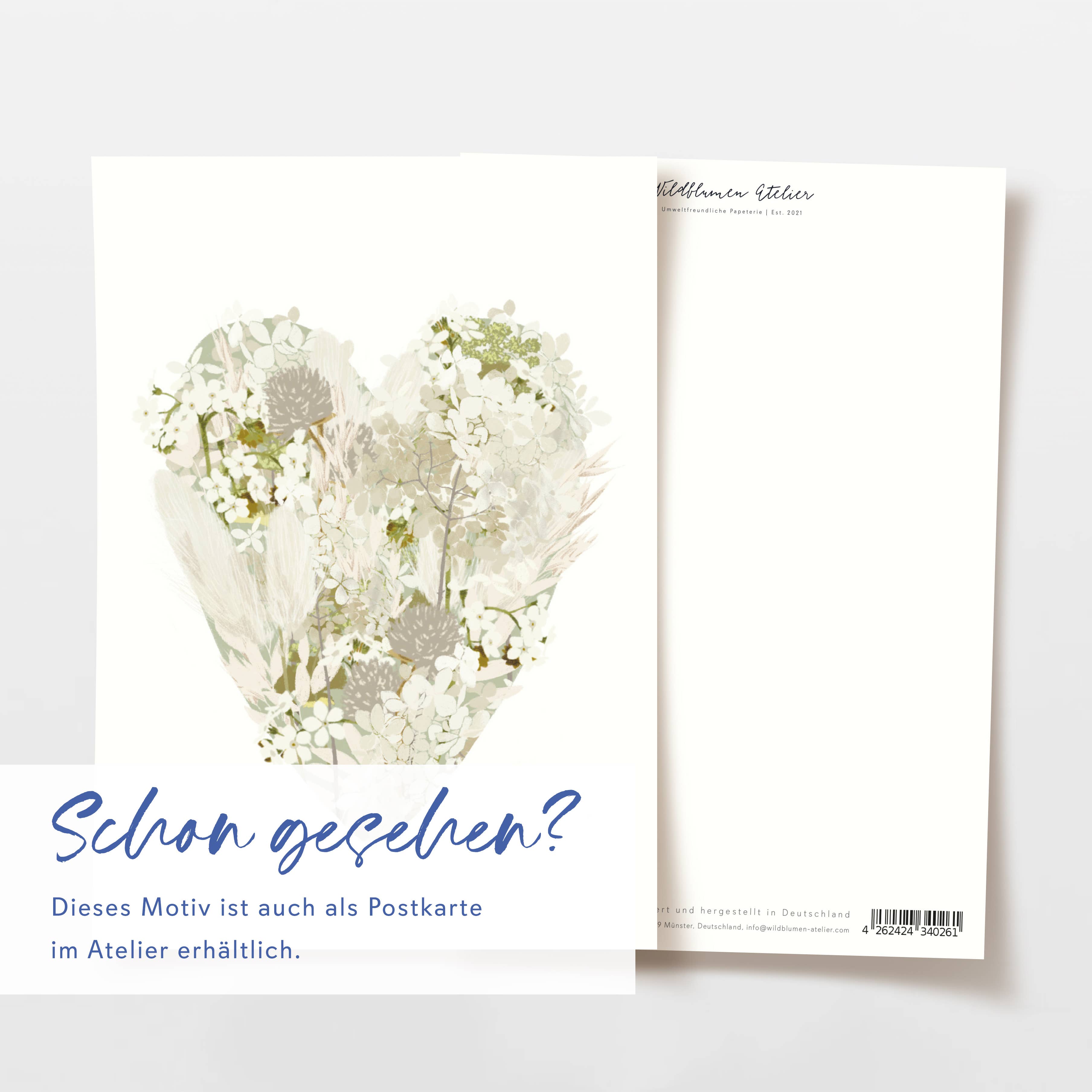 Wildblumen Atelier - Wholesale Love Card - Folded card flowers heart cream with envelope, FSC paper4