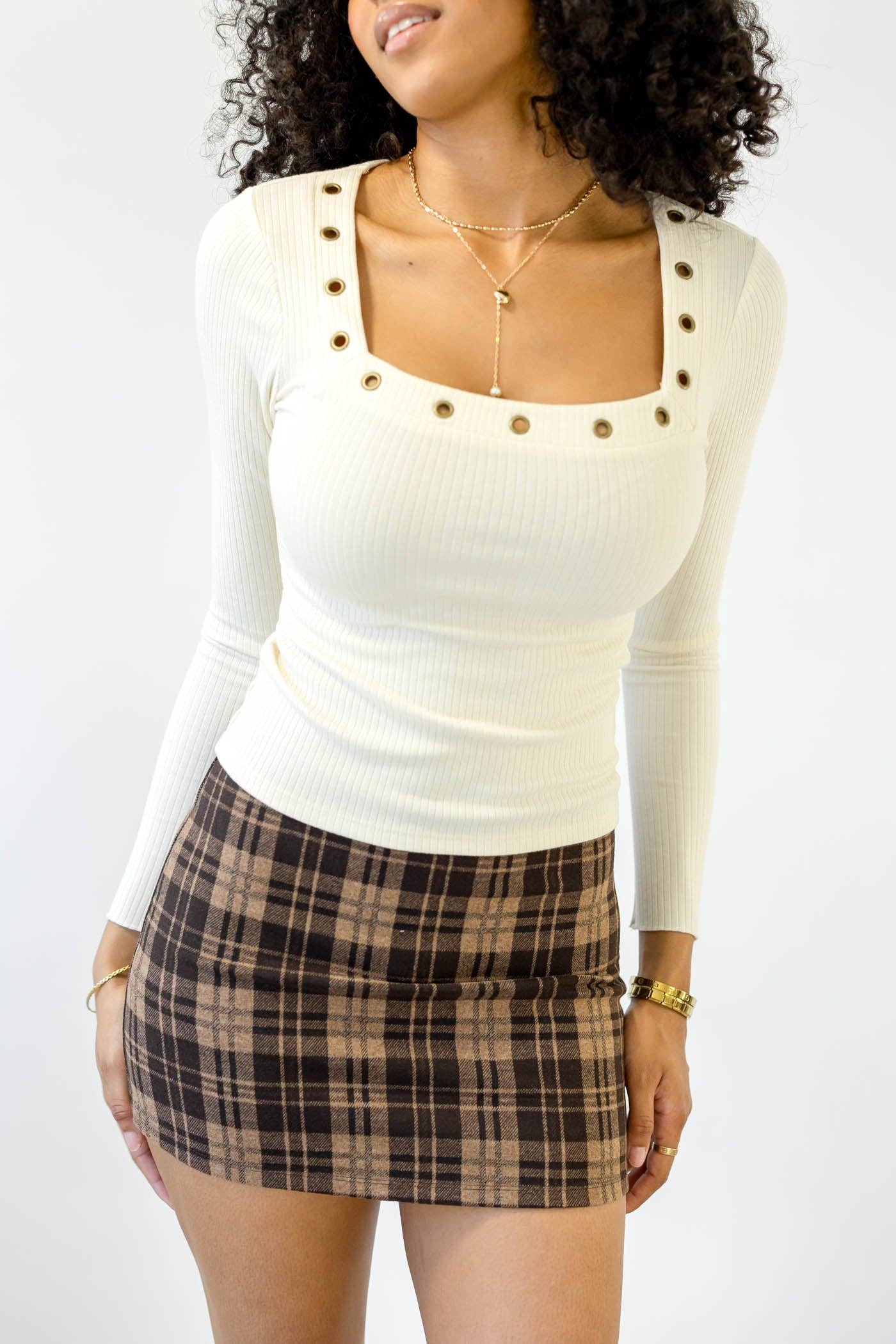 Nectar Clothing - Wholesale Knit Top - Women's - Grommet Long Sleeve Top9