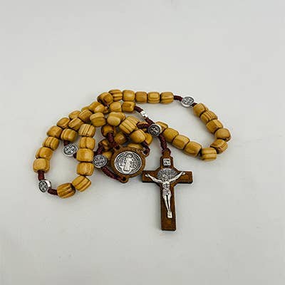 Oremus Mercy - Wholesale Prayer Beads Necklace - St. Benedict Wooden Rosary