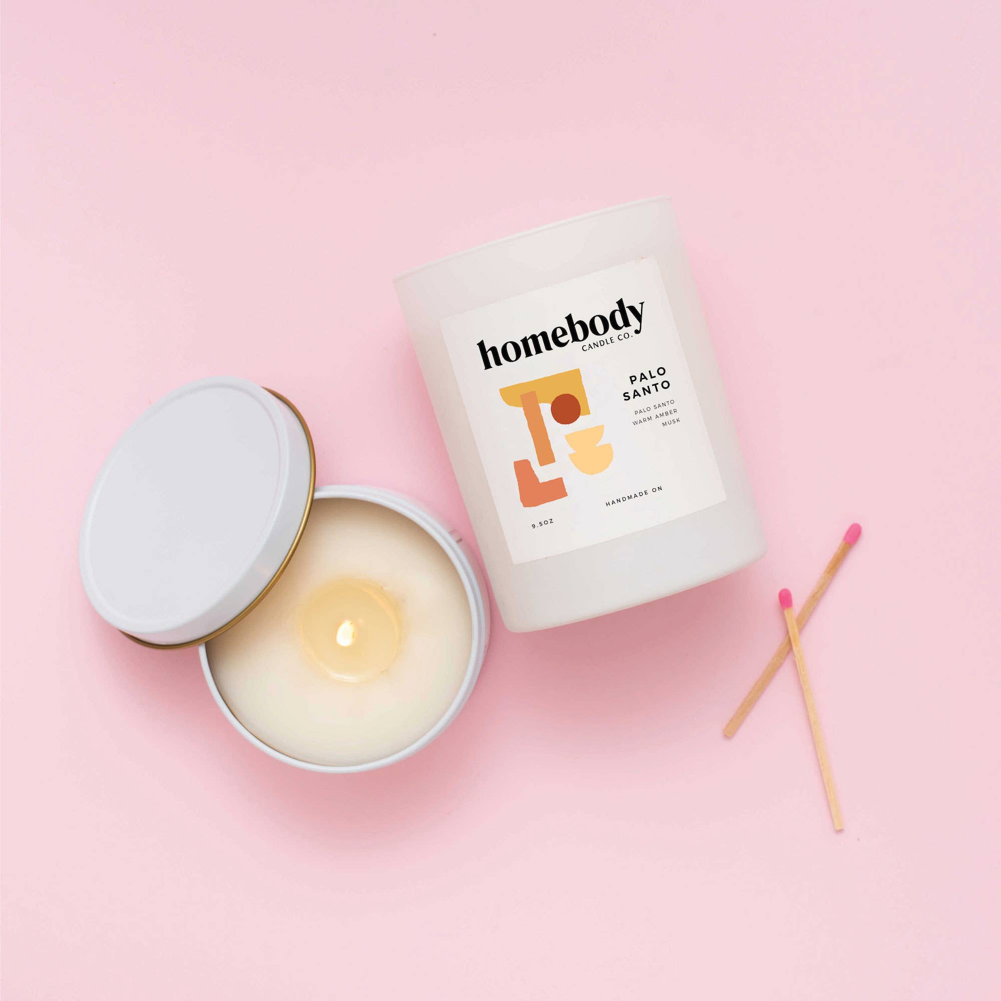Homebody Candle Co. – Großhandel Kerze im Glas / gefüllte Kerze – Palo Santo • brennen + Bloom Kerze2