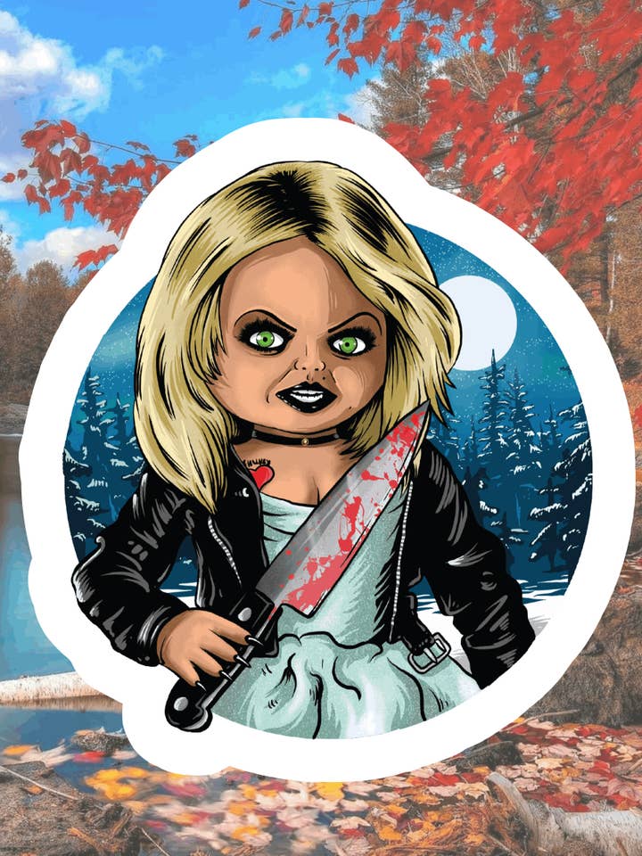 Chucky, Cute, Horror Cartoon, Waterproof Sticker for wholesale by Crazilyhumbledesigns