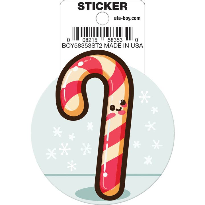 Christmas Candy Cane Die Cut Sticker for wholesale by Ata-Boy