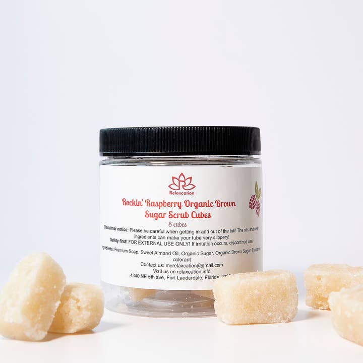 Relaxcation - Wholesale Body Scrub/Exfoliant - Organic Brown Sugar Scrub Cubes "Raspberry" (8 cubes)4