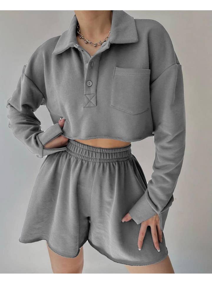 Sweetkama - Wholesale Lounge Set - Women's - Sweetkama Ladies Solid Color Top and Shorts Hoodie Daily Set12