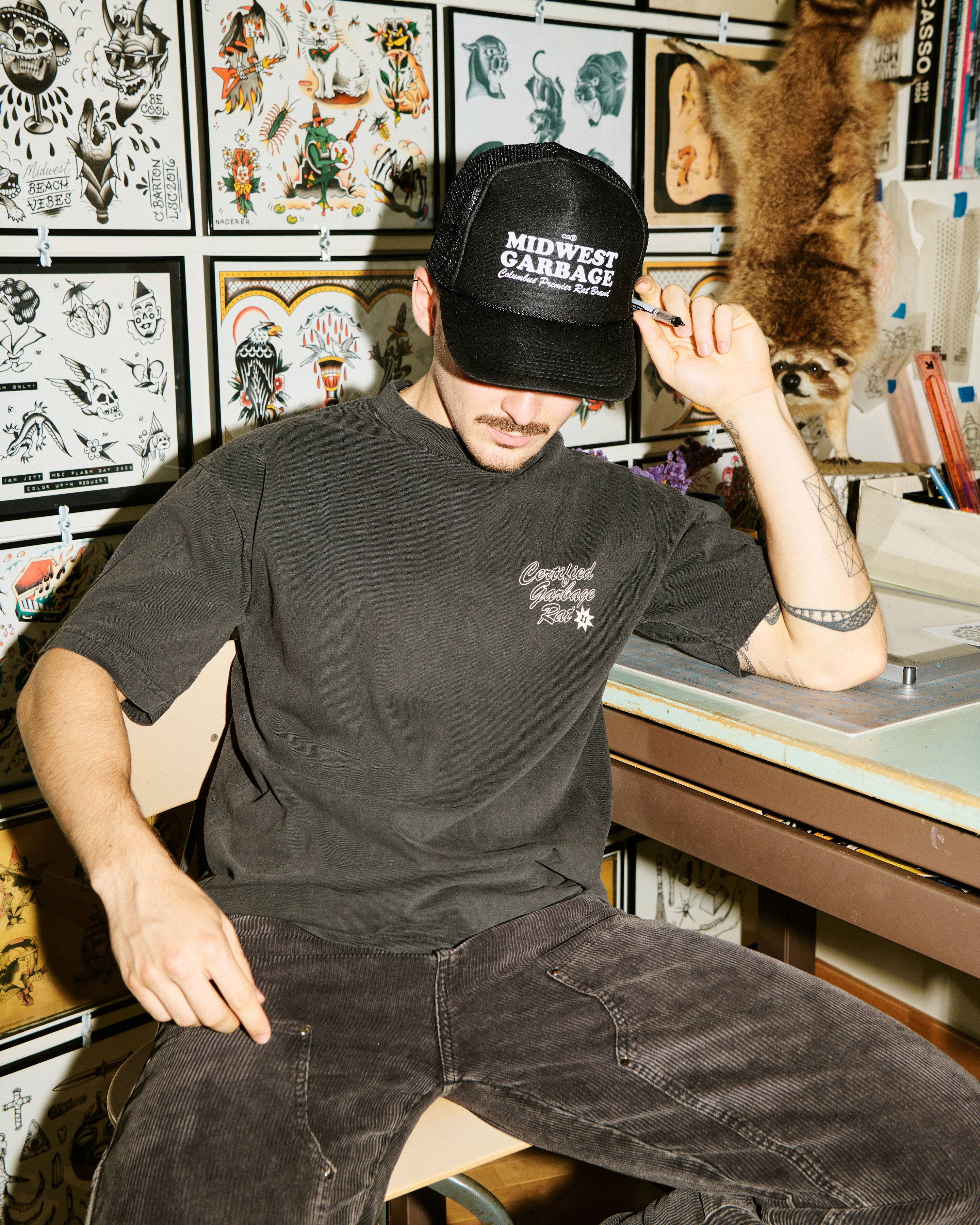 Certified Garbage Rat - Wholesale Screen Printed T-Shirt - Unisex - Tattoo Shop Tee5