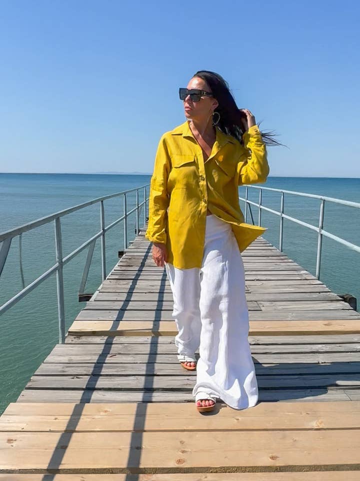 Loose Linen Shirt MARINA for wholesale by EUG fashion