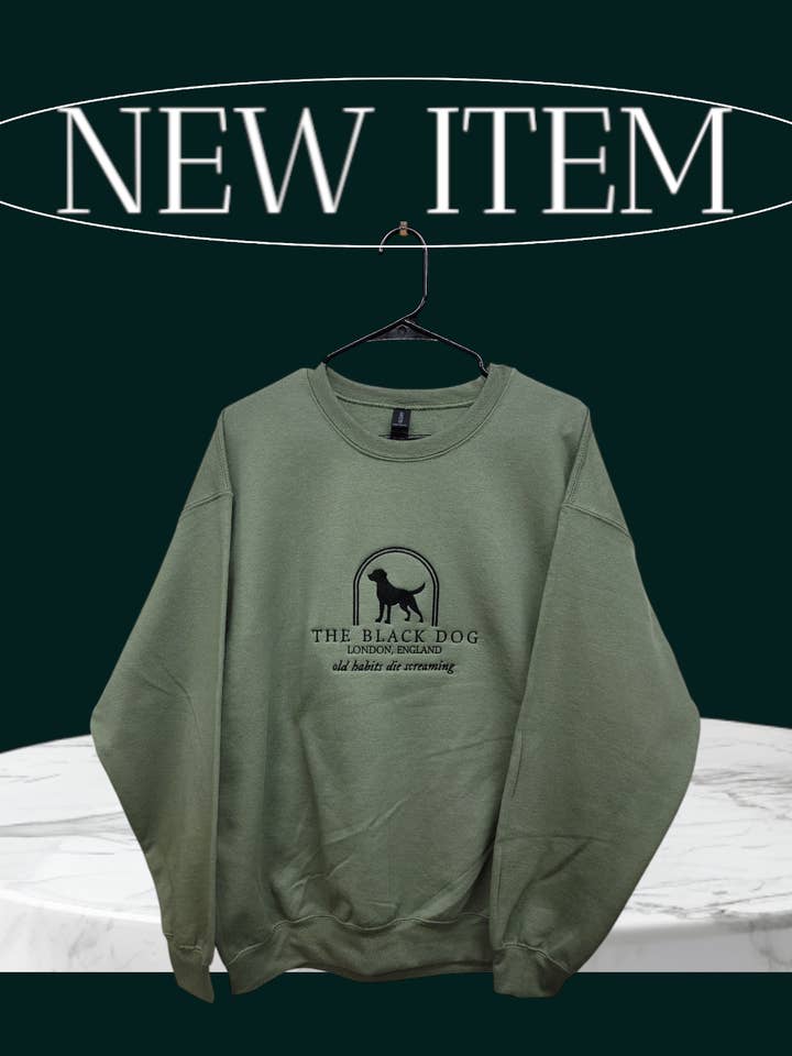 The Black Dog Sweatshirt, Poet Embroidered Sweatshirt for wholesale by PLom 614 Designs & Apparel