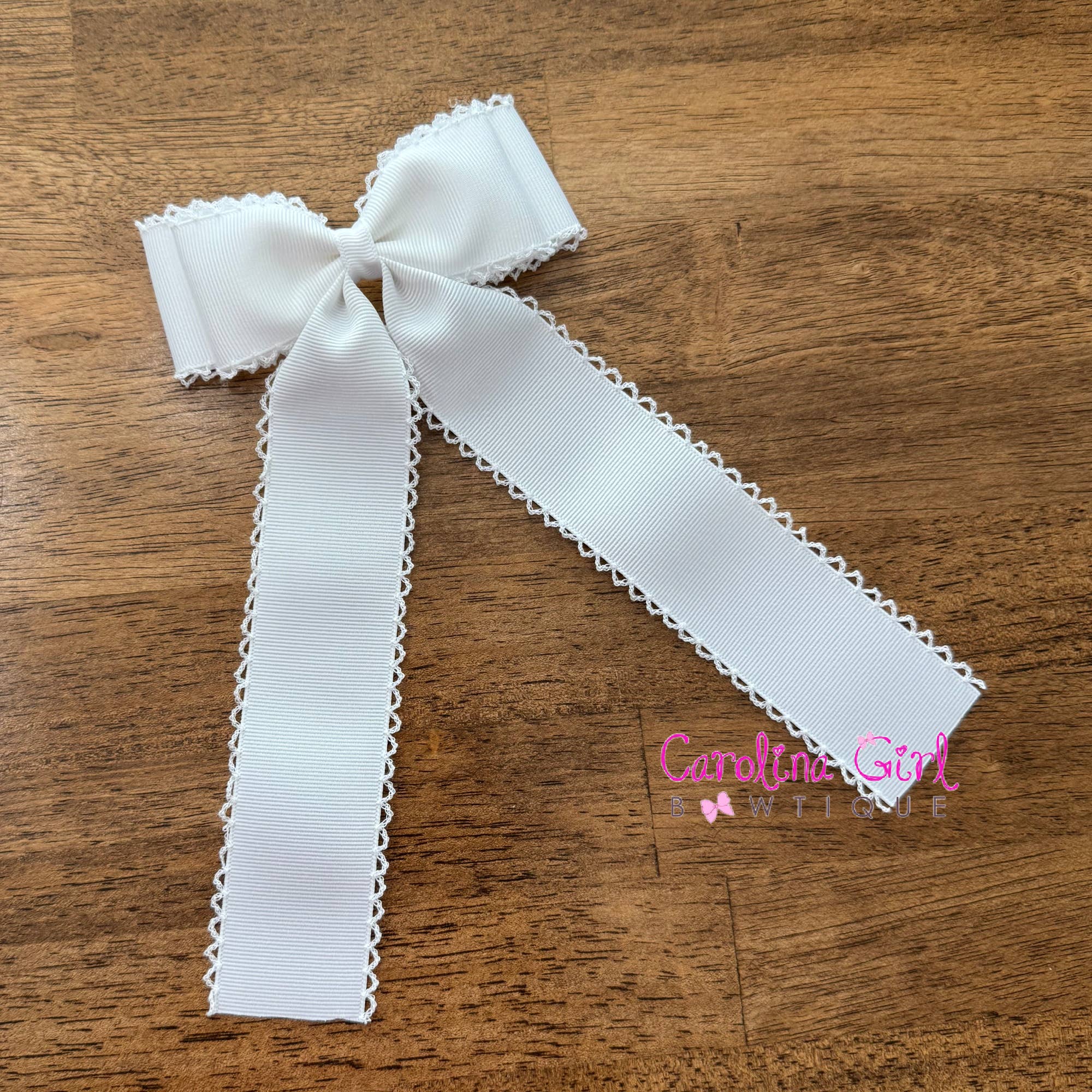 Carolina Girl Bowtique - Wholesale Hair Bow - Kids - *New Colors* White with Colored Edge Moonstitch 5 inch Bow4