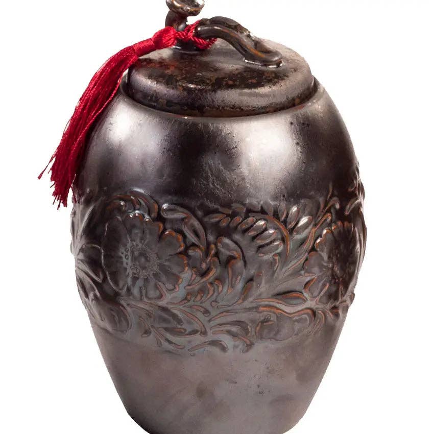 Vagabond Vintage - Wholesale Decorative Jar - Dark Brown Ceramic Storage Canister with Brown Tassel1