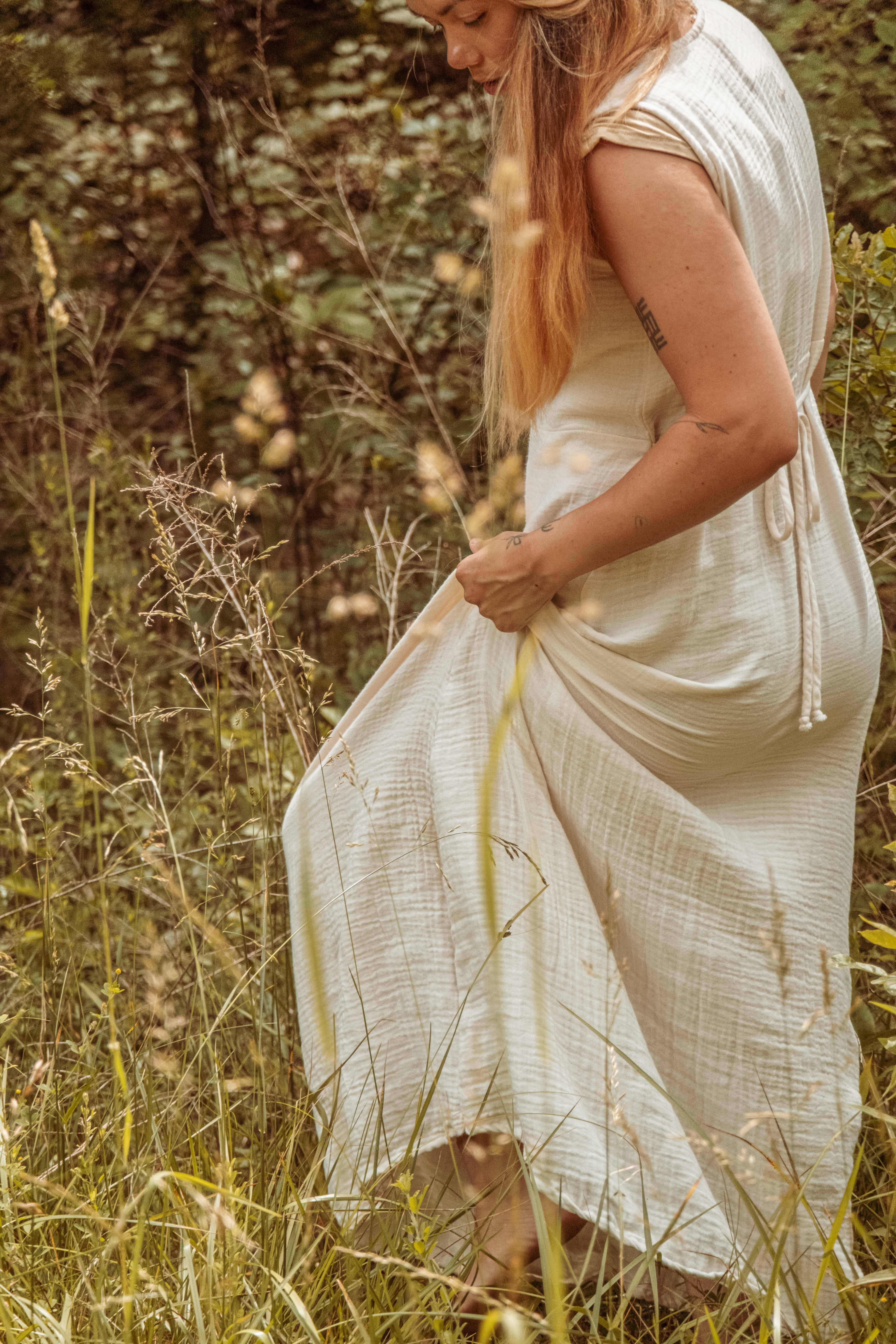 Gardenbelle Shop - Vendita all'ingrosso Vestito - Donna - Abito lungo stile bohemien in cotone biologico e bambù con bottoni, modello duster15