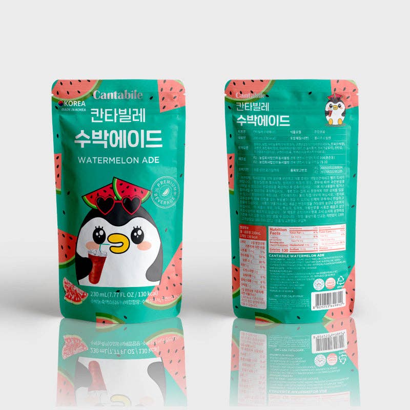 Global Bite Co - Vente Jus de fruits - Boisson en poche Cantabile Watermelon Ade lot de 10x230ml (Corée)1