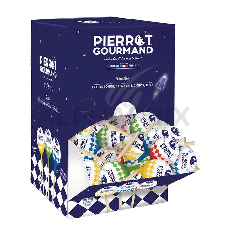 EUROPE CONFISERIE - Wholesale Lollipop - Pierrot Gourmand Assorted Ball Lollipops Dispenser box