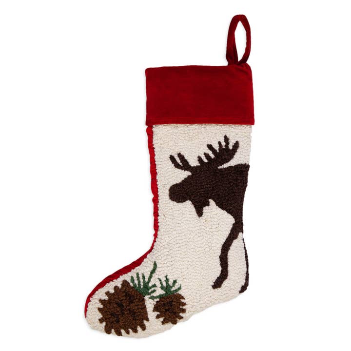 Chandler 4 Corners - Wholesale Holiday Stocking - Moose on White - Christmas Décor - Holidays