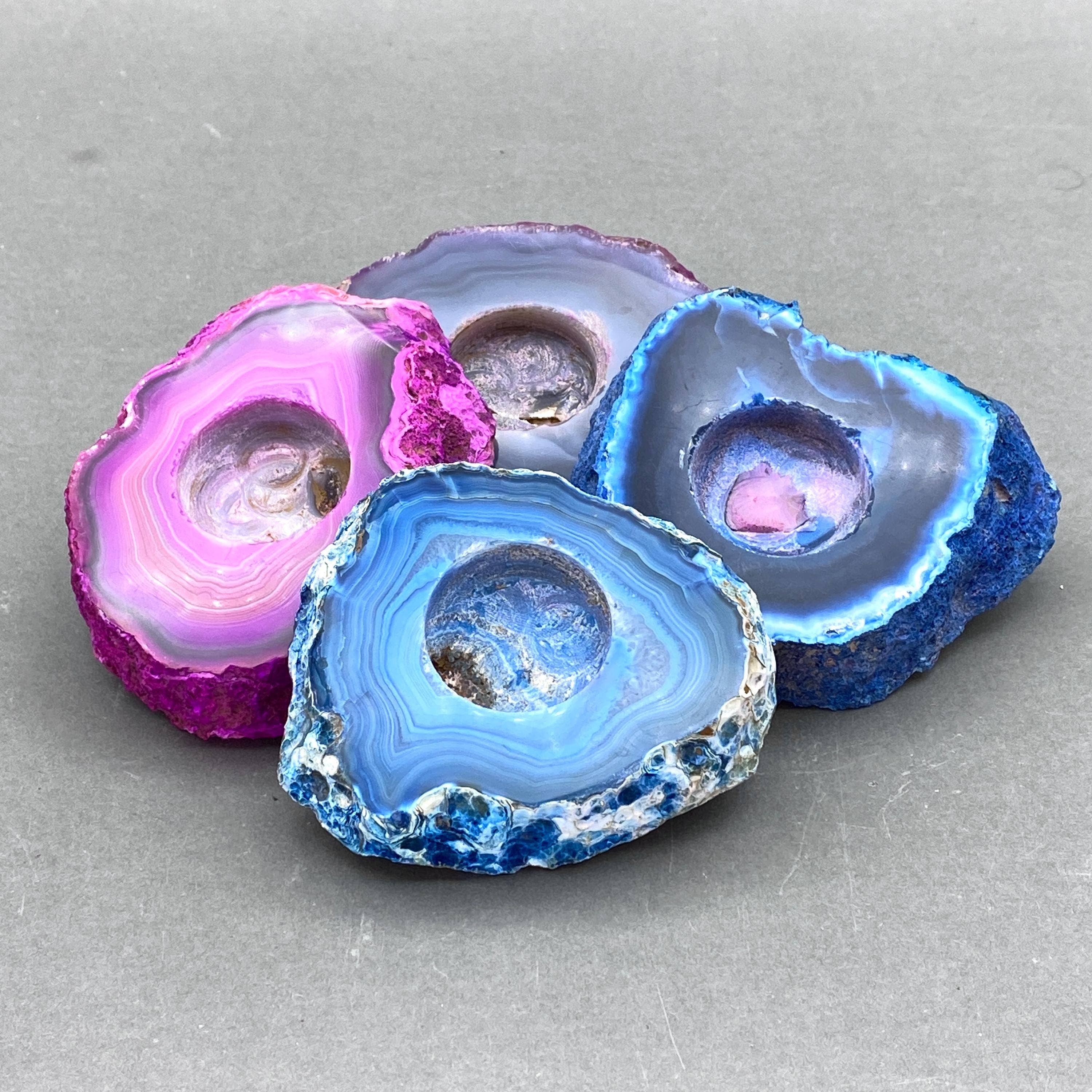 Crystal River Gems LLC - Wholesale Candle Holder - Agate Assorted Color Small Slab Tea Light Candle Holder0