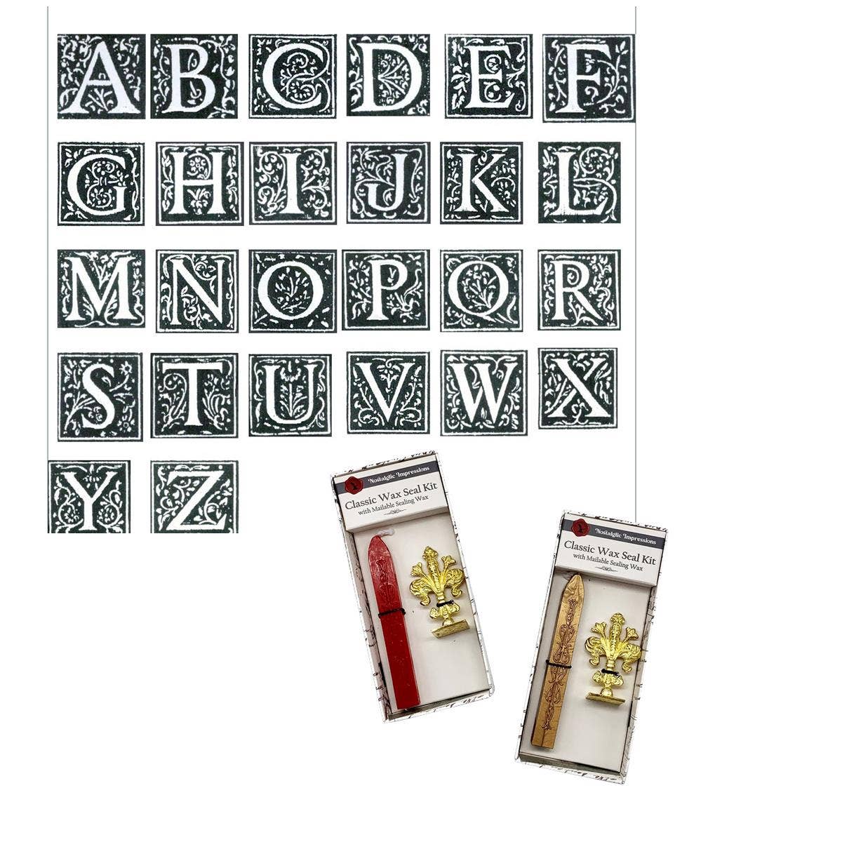 Freund Mayer & Co. - Wholesale Retailer Display - Paper & Novelty - Florentine Wax Seal Kits in Display  20-Symbols or Initials6