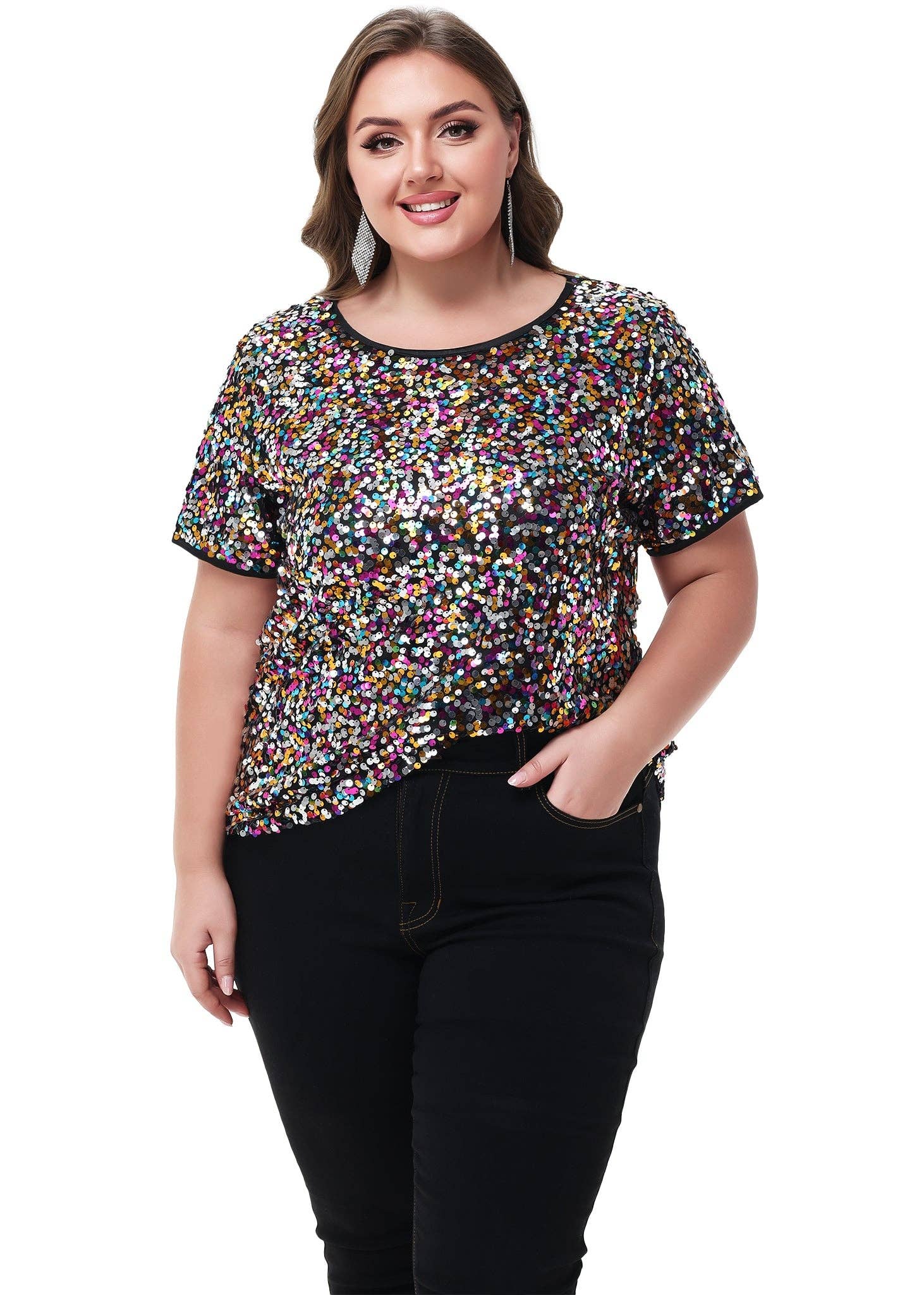 Anna Kaci Wholesale - Wholesale Blouse - Women's - Sequin Tops Plus Size Sparkle Glitter Party Blouse31