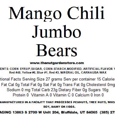 The Nut Garden, Sweetables, Utah Truffles - Wholesale Gummy - Mango Chili Jumbo Bears, (12 oz)1