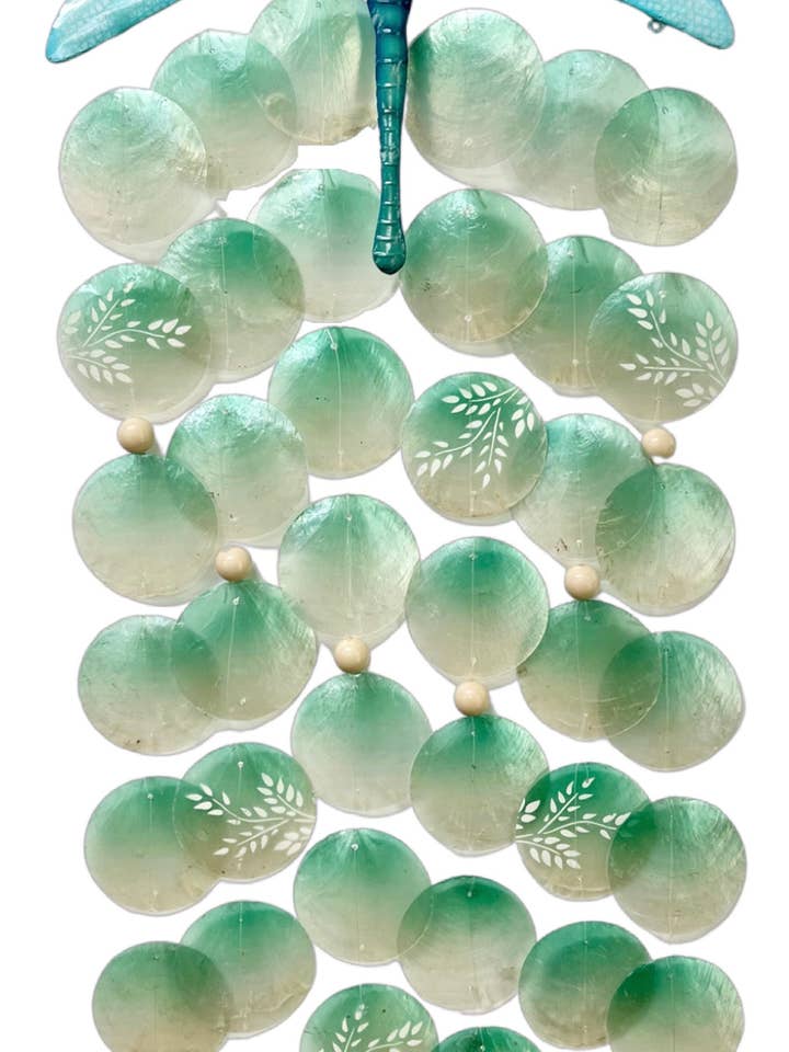 Metal and Capiz Shell Dragonfly Wind Chime for wholesale by Bamboo Source Tropical Decor