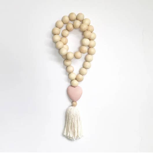 Wood 'Love' Beads - Blush for wholesale by Twig and Tassel