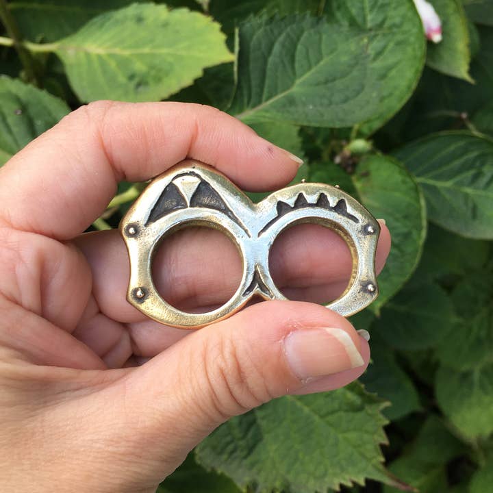Wholesale Heavy Primitive Yellow Brass Double Knuckle Duster