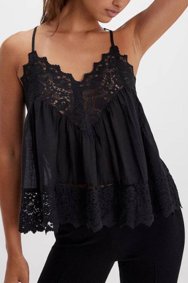 Mccolin - Vendita all'ingrosso Canotta - Donna - Top Canotta con Orlo in Pizzo0