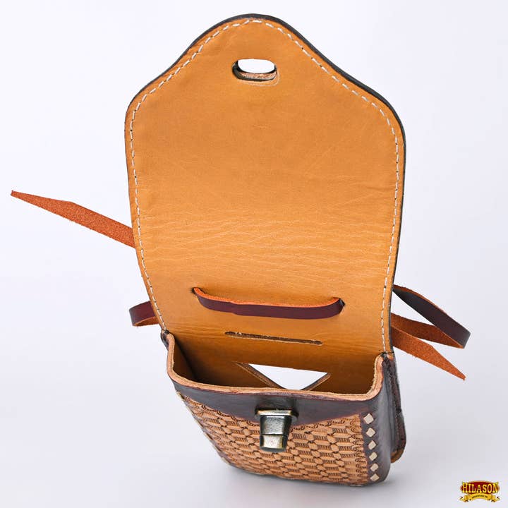 HILASON - Wholesale Phone Wallet - Women's - Hilason Basketweave Floral Cell Phone Case Tan American Leather25