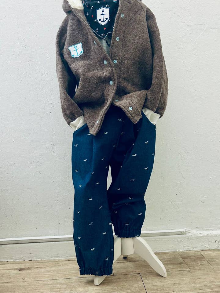 pigeon Children's Walking Jacket Dove – with Hood & Anchor Embroidery for wholesale on Faire7