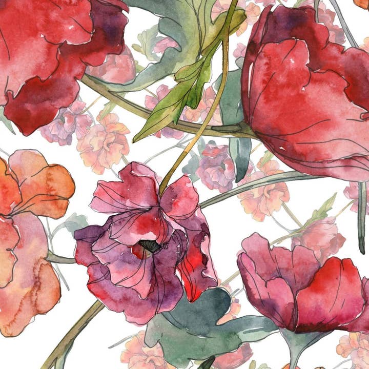 Aquarelle douces Florales/fleurs - ensemble de 3 motifs répétés papier de découpage pour la vente par Mint by Michelle