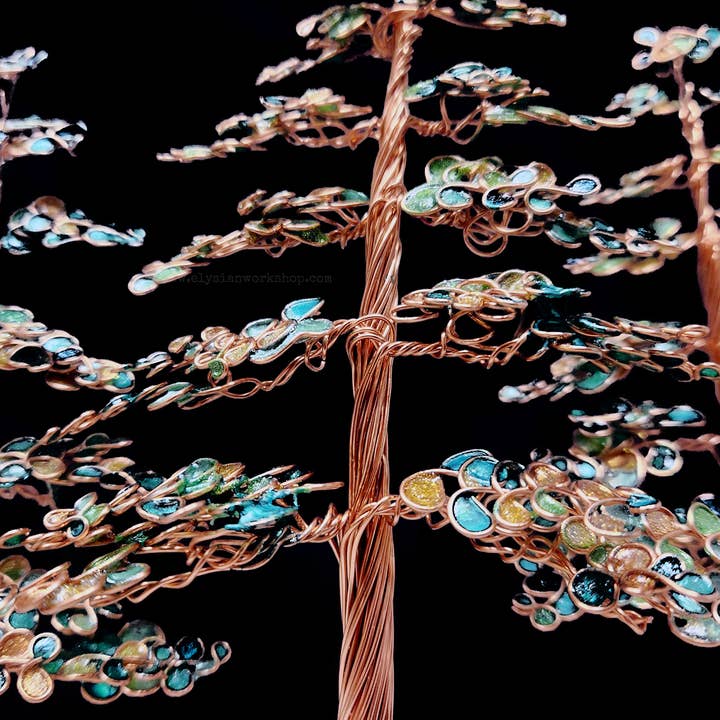 Elysian Workshop - Wholesale Sculpture - Copper Wire Autumn Forest Sculpture on Selenite Crystal2