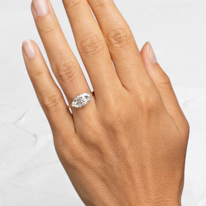 DJOYR - Wholesale Engagement Ring - 2.56ct Marquise East West Moissanite Ring in 10K Gold3