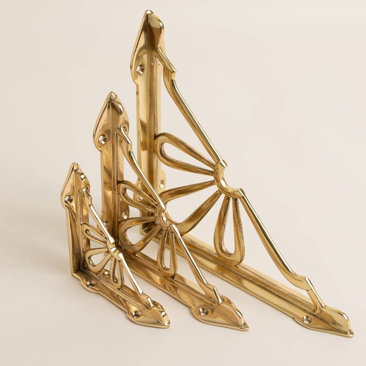 Polished Brass Flower Shelf Brackets - Heavy Duty Solid Brass for wholesale by Brass bee
