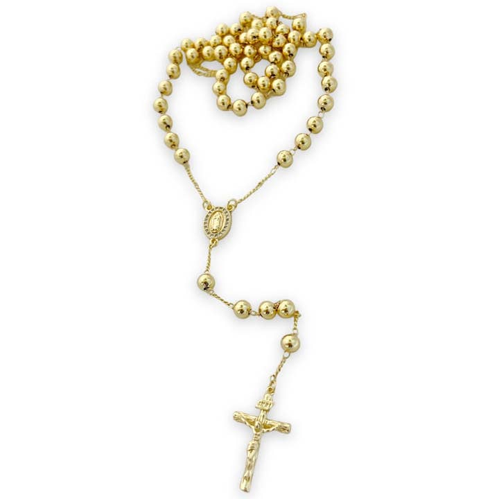 Cz Guadalupe 14k of Gold Plated Rosary Necklace for wholesale by Raf Rossi Gold Plated