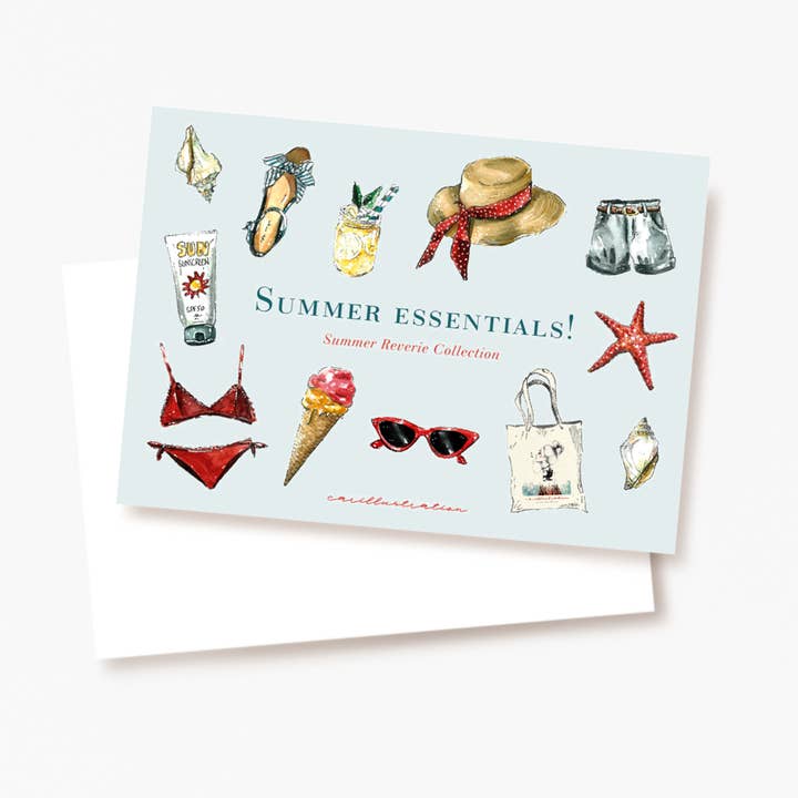 Cartolina Summer Essentials per la vendita all'ingrosso da parte di Carillustration