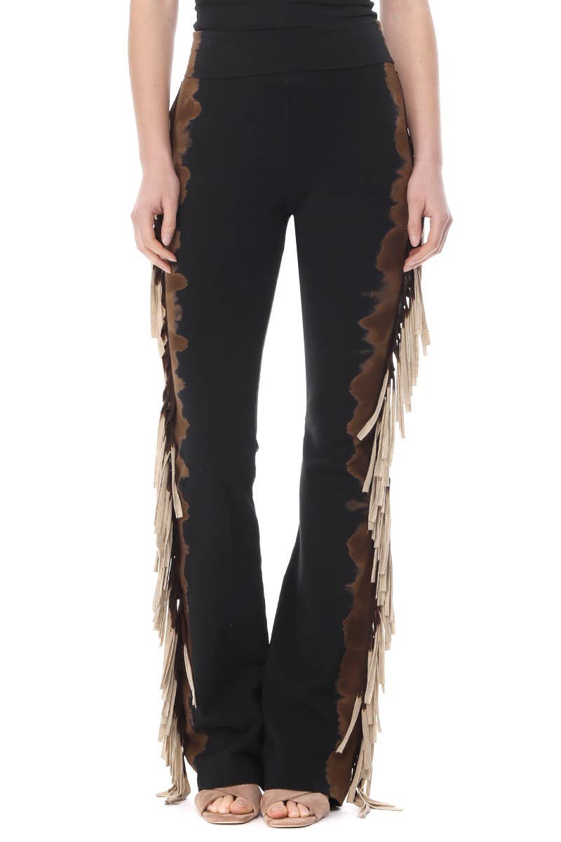 T-Party - Wholesale Pants - Women's - Tri Color Dip Dye Side Fringe Western Yoga Pants15