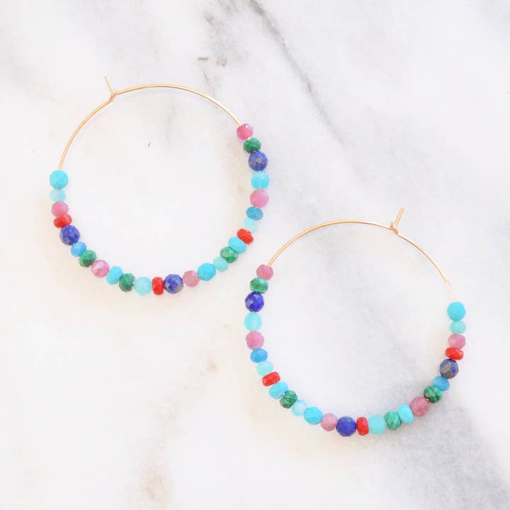 Libby & Smee - Vendita all'ingrosso Orecchini a cerchio - Orecchini a Cerchio in oro con grandi pietre preziose19